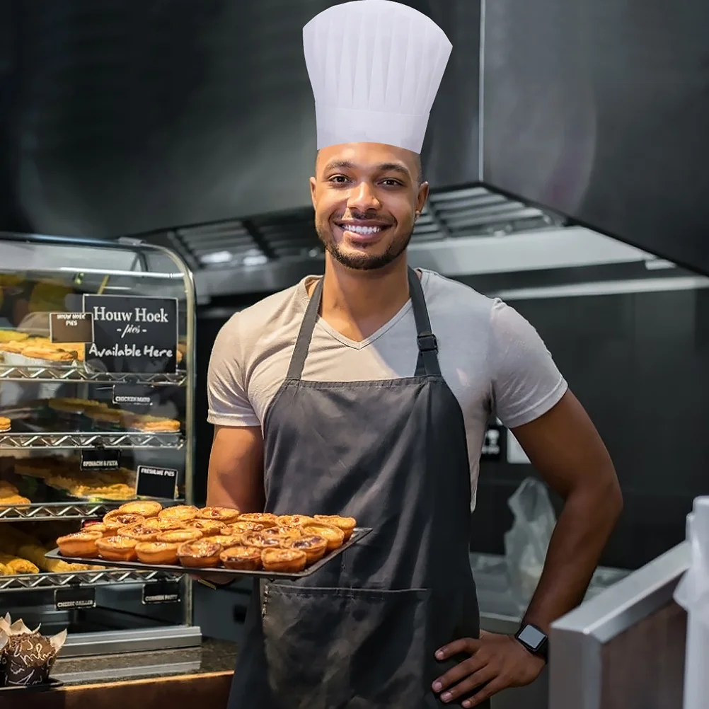 Cappelli da cuoco usa e getta da 6 pezzi, monouso, prevengono l'inquinamento, per la perdita dei capelli, adatti per la maggior parte delle persone, ristorazione, cucina, cappello da lavoro