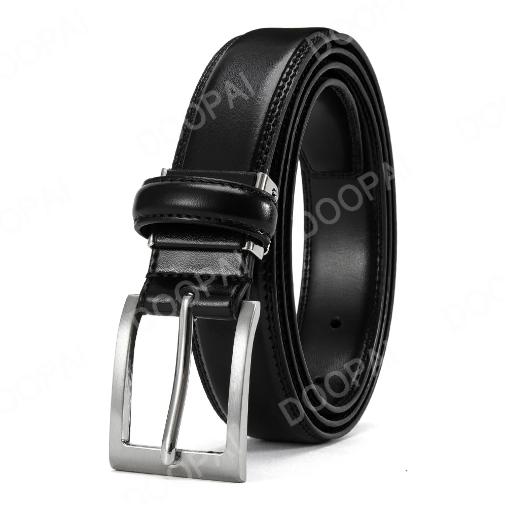 

Men's leather belt with metal large buckle needle and adjustable buckle head, high-quality double-layer cowhide waist belt