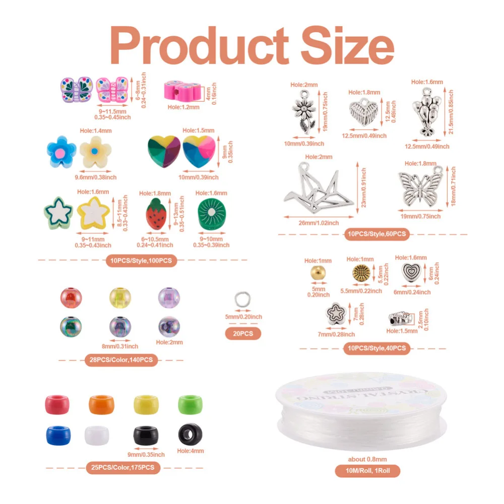 465Pcs/bag Star Heart Butterfly Strawberry Polymer Clay Beads for Jewelry Making Accessories DIY Bracelets Necklace Earrings Kit