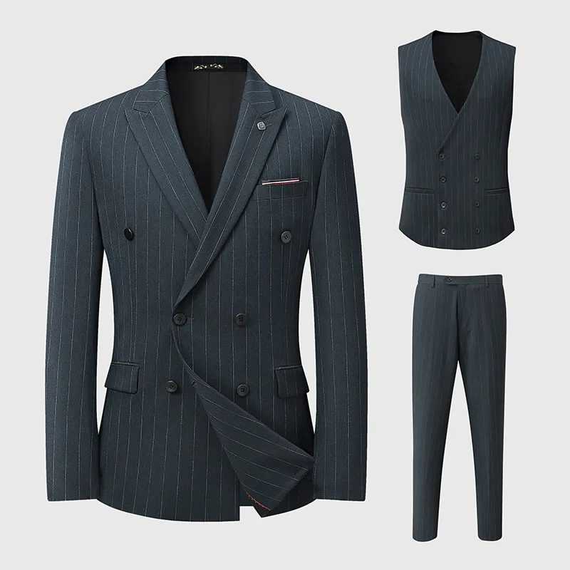 

Men's business suit, plus size, double-breasted groom suit, wedding groomsman jacket D0568