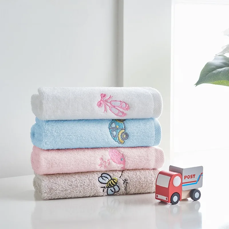 Cotton Small Square Towel Embroidered for Children To Wipe Their Face Comfortable and Safe Cotton Towel Without Twist