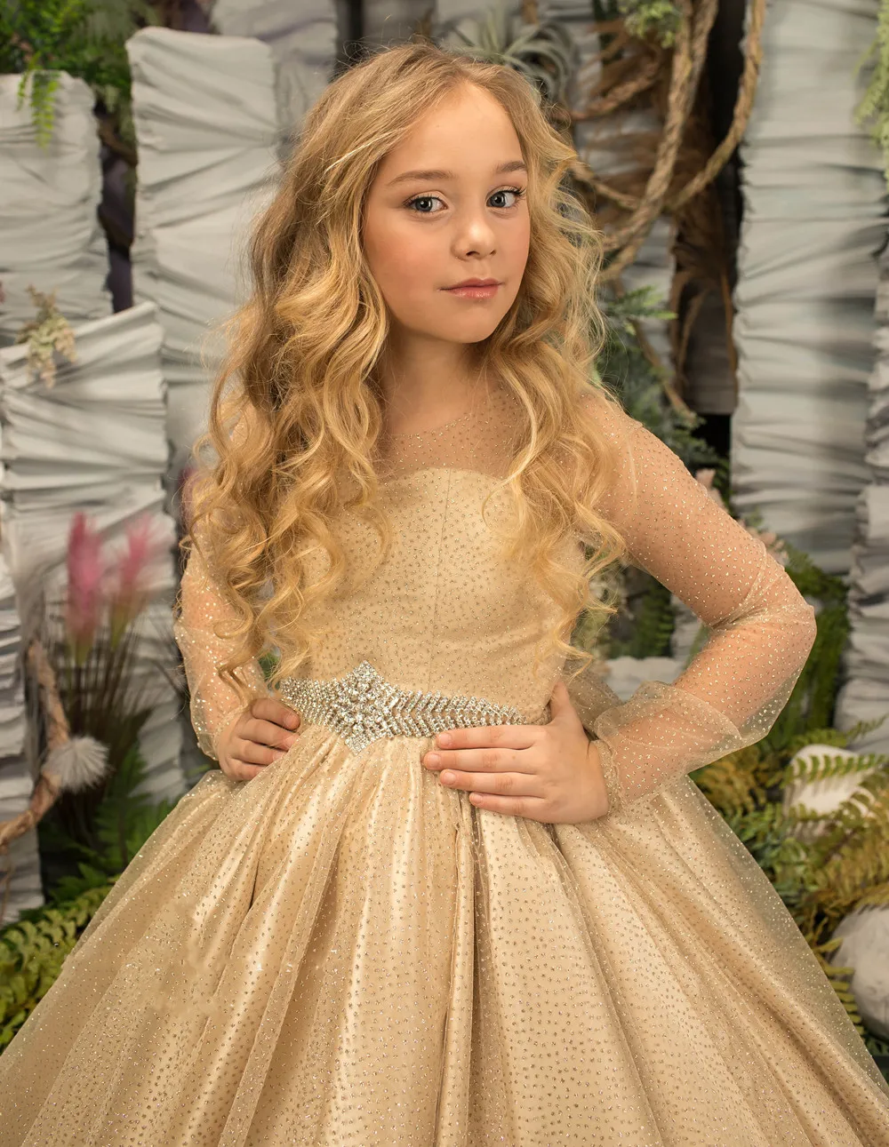 Customized Flower Girl Dress Tulle Beading Puffy Floor Length Wedding Elegant Child's First Eucharistic Birthday Party Dresses