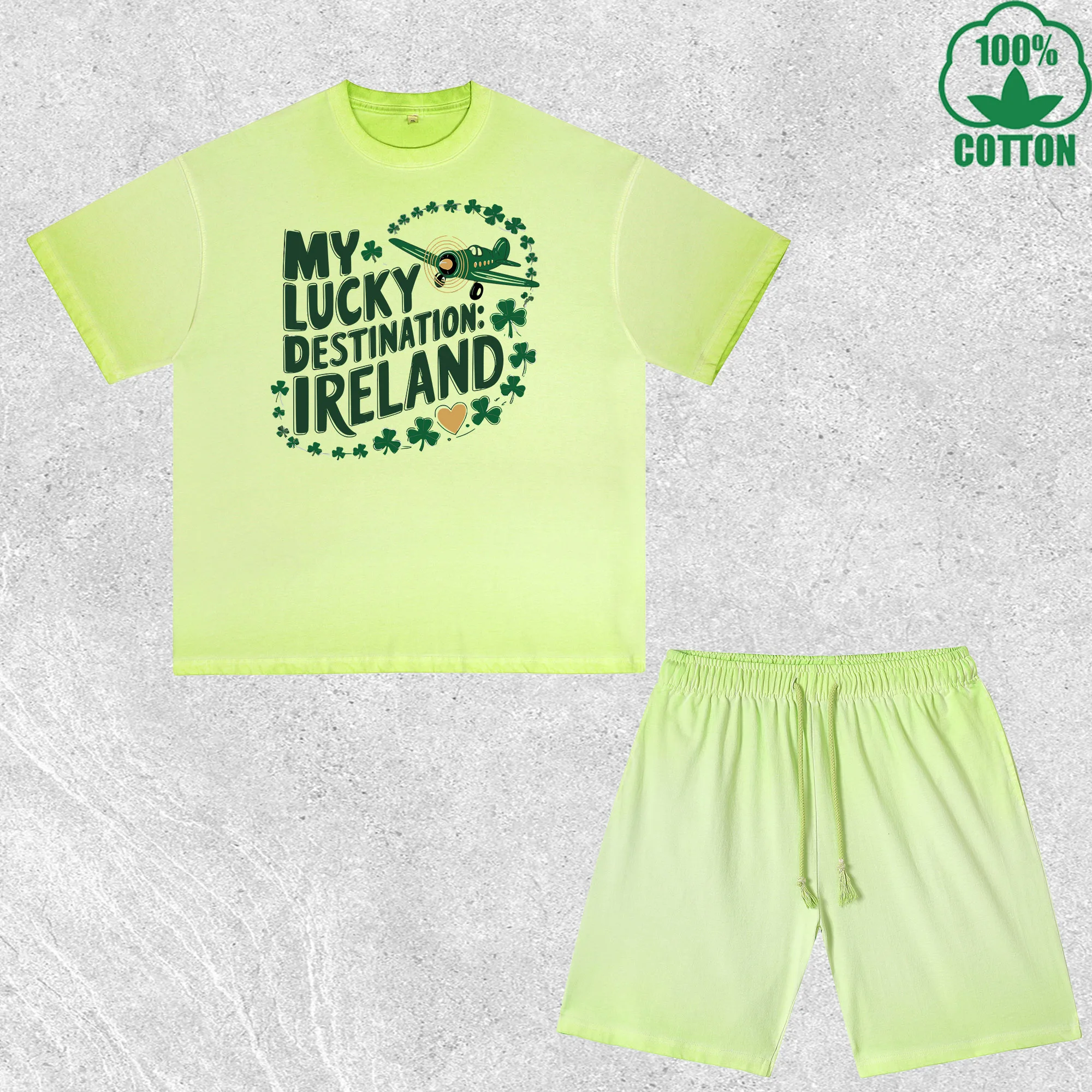 

Комплект из футболки и шорт Hobby Patricks Day с принтом, эффектом потертости, разноцветный, свободный крой, модный, 100% хлопок, выгодный набор