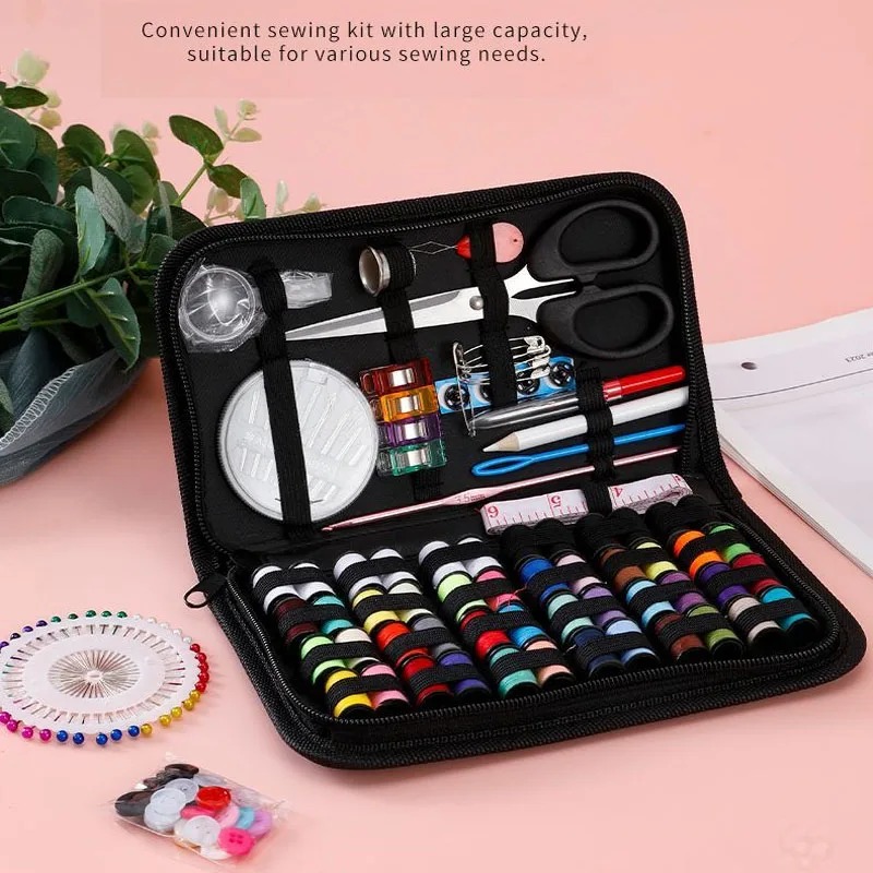 Sewing Kit Complete Set with Needles Scissors Tape Measure Thimble Clips DIY Embroidery Handwork Sewing Tool Set