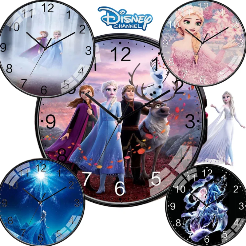 

Cartoon Frozen Kids Wall Clock Girl Bedroom Silent Wall Clock Wall Watch Home Art Early Education Clock Room Decoration Gifts