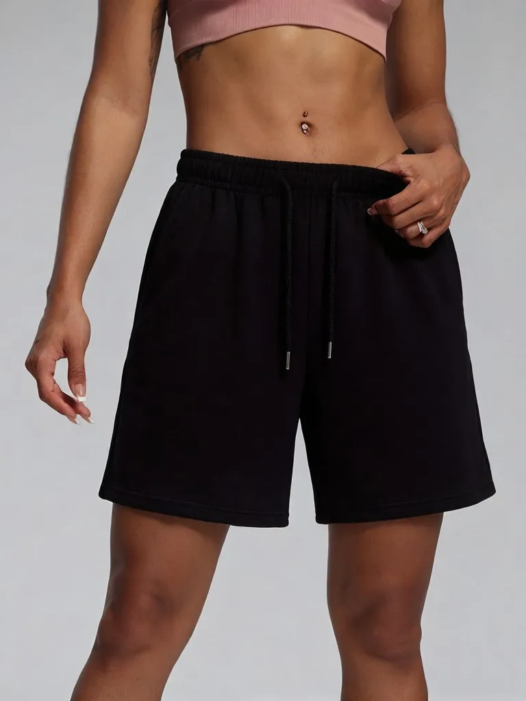 Summer Fitness Running Shorts For Female Basic Gym Stretch Short Pants Comfortable Soft Street Bottom Drawstring Loose Sweatpant