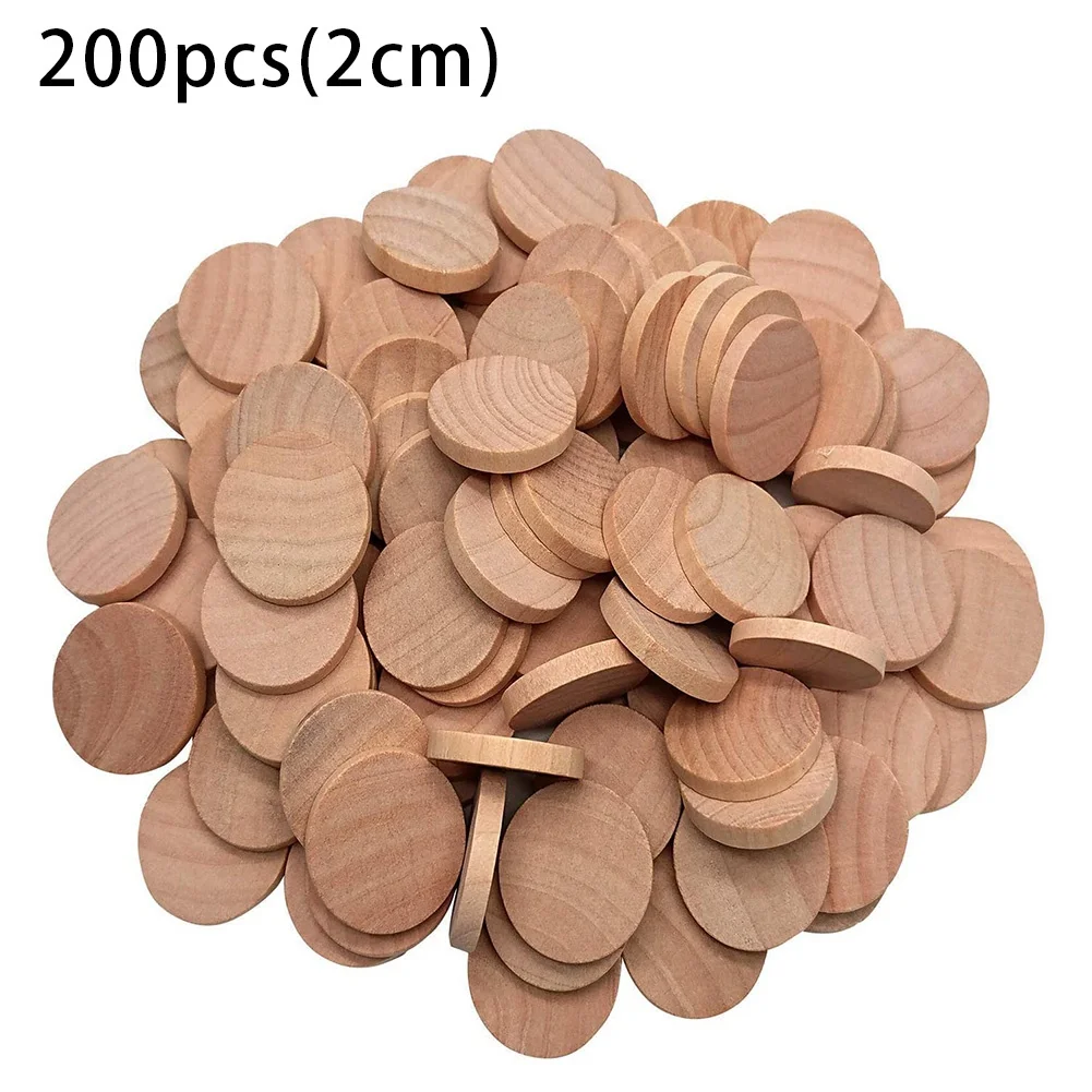 200Pcs Wood Slices Unfinished Round Wood for Arts & Crafts Projects, Board Game Pieces,