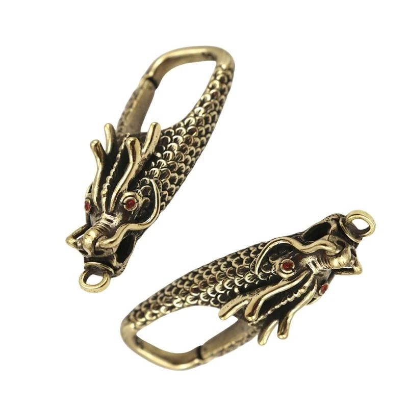 

2PCS Brass Dragon Head Keyring Accessory Unique Bag Charm Jewelry Component 55KA