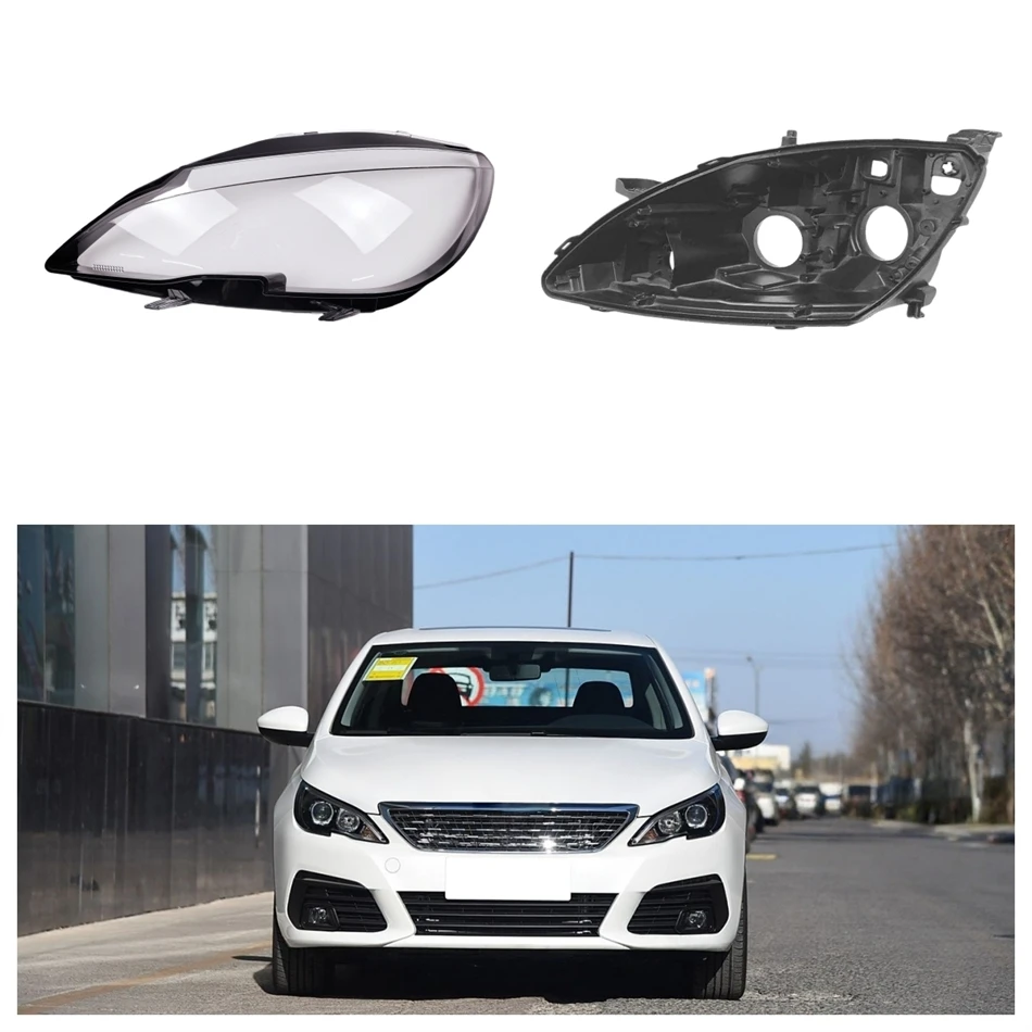 For Peugeot 308 2016 2017 2018 2019 Automotive Accessories Car Base Head Lamp Shell Back Casing Car Front Headlight Lens Cover