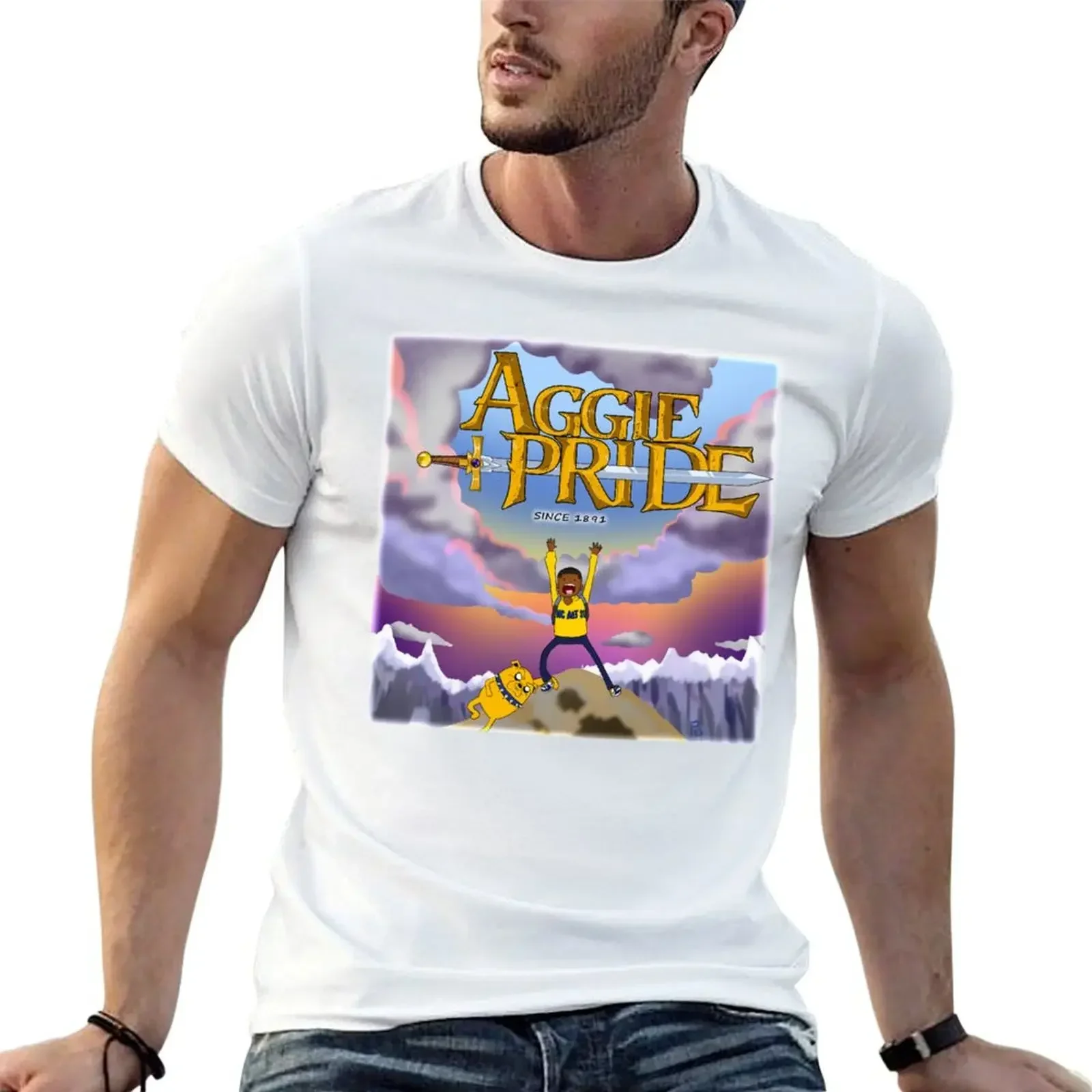 Aggie Pride fade (waves) T-Shirt boys animal print aesthetic clothes heavyweights summer tops fitted t shirts for men