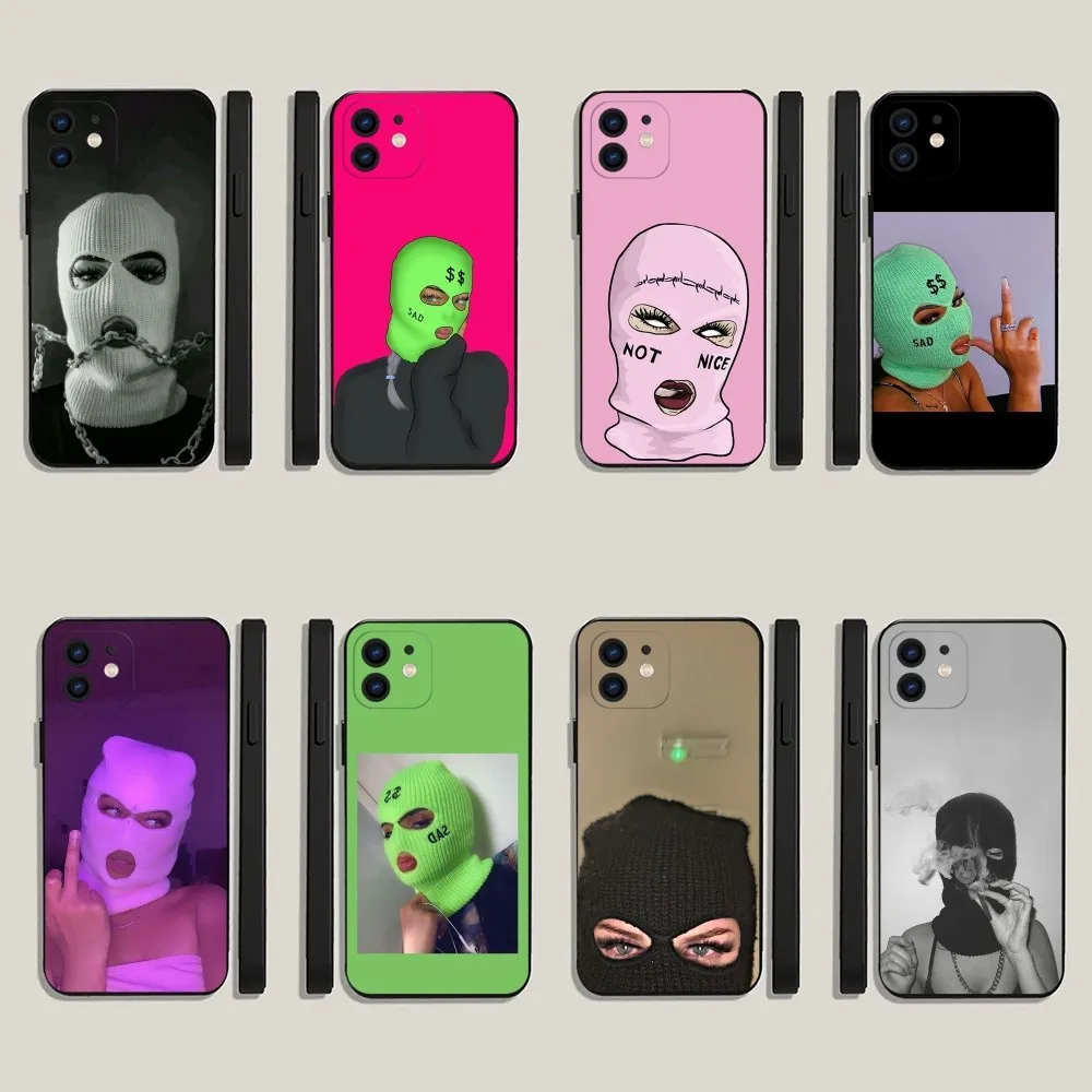 Masked Thug Life Teared Girl  Phone Case For iPhone 15,14,13,12,11,Plus,Pro Max,XS,X,XR,SE,Mini,8,7 Soft Silicone Black Cover