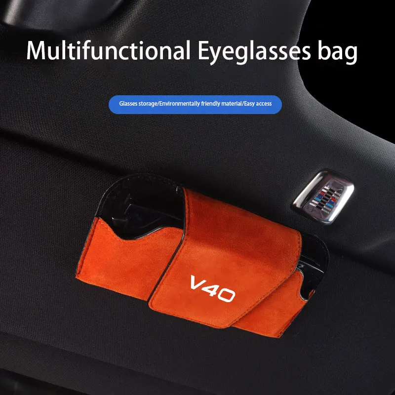 For Volvo V40 50 60 V90 Car Glasses Holder Clip Accesorios Interior Decoration Case Cover Eyeglass Organizer Sun Glasses Storage