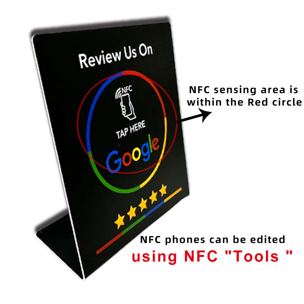 NFC 13.56Mhz programmable Google Review Card Station Table Tap Card NFC215 Chip 504Bytes RFID NFC Google Review stand display