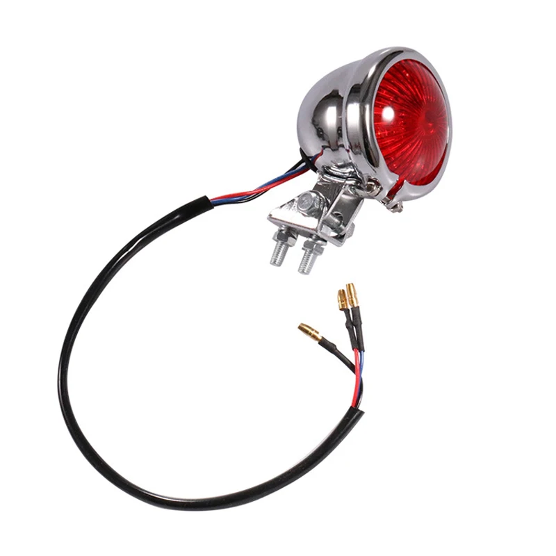 Universal Rear Decorative Light for Motorcycle Cafe Racer Night Signal Safety Chooper Modified Back Brake Stop Lamp Silver Black image 3