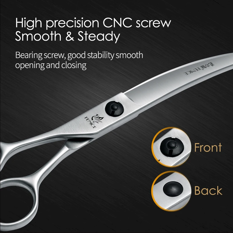 Fenice 7.0 7.5 Inch Professional Left Handed Shears JP440C Pet Grooming 35° Super Curved&Cutting Scissors Dog Grooming Equipment