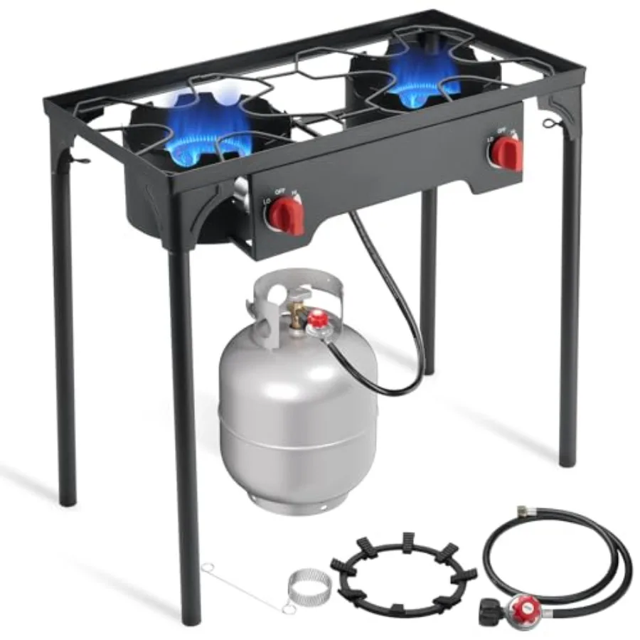 

2 Burners Portable Propane Stove with High Efficiency Propane Burner for Outdoor Camping Backyard Cooking and Picnic Use Compac
