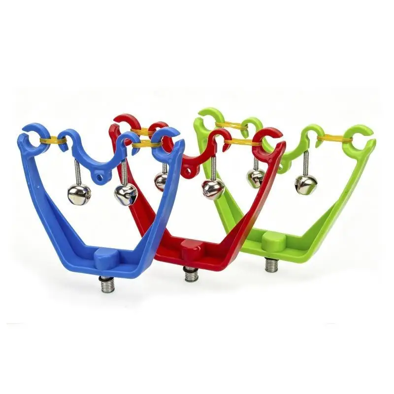 Fishing Rod Bite Alarm Clips Dual Loud Metal Bells Easy Install Plastic Alert Devices for Beginners Freshwater Fishing