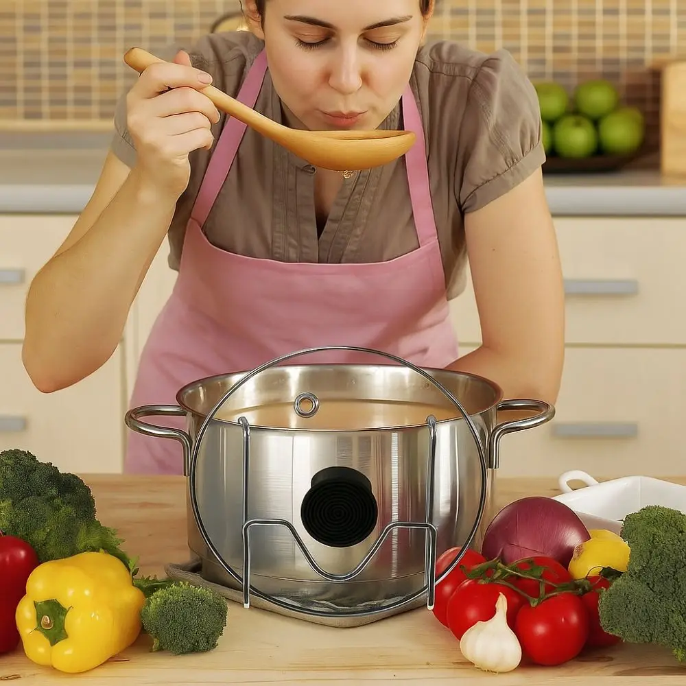 2pcs Practical Stainless Steel Pot Lid Holder Non-Slip Space-Saving Lid Storage Stand Anti-Tip Pot Cover Rack Kitchen Tools