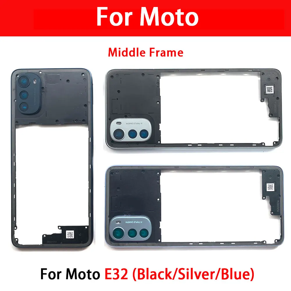 20Pcs，New Middle Frame Plate Holder Housing Cover Replacement Repair Parts For Motorola Moto E22 E32 Edge 20 Lite E5 Plus