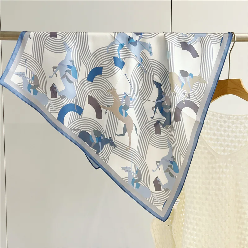 

Летний шелковый маленький шарф с принтом лошади, женская весенняя шаль, квадратные банданы, аксессуары для волос и шеи, женский платок 65 см * 65 см