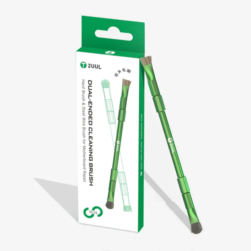 2UUL CL15 Dual-Ended Cleaning Brush Hard Brush & Steel Wire Brush for Motherboard Repair PCB Dust Removal Tools