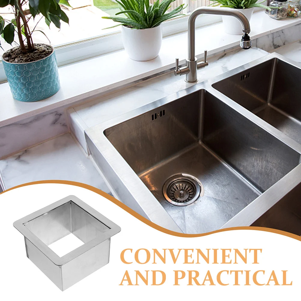 

Bins for Kitchen Stainless Steel Garbage Trough Grommets Counter Desktop Countertop Waste Chute Adjustable Trash