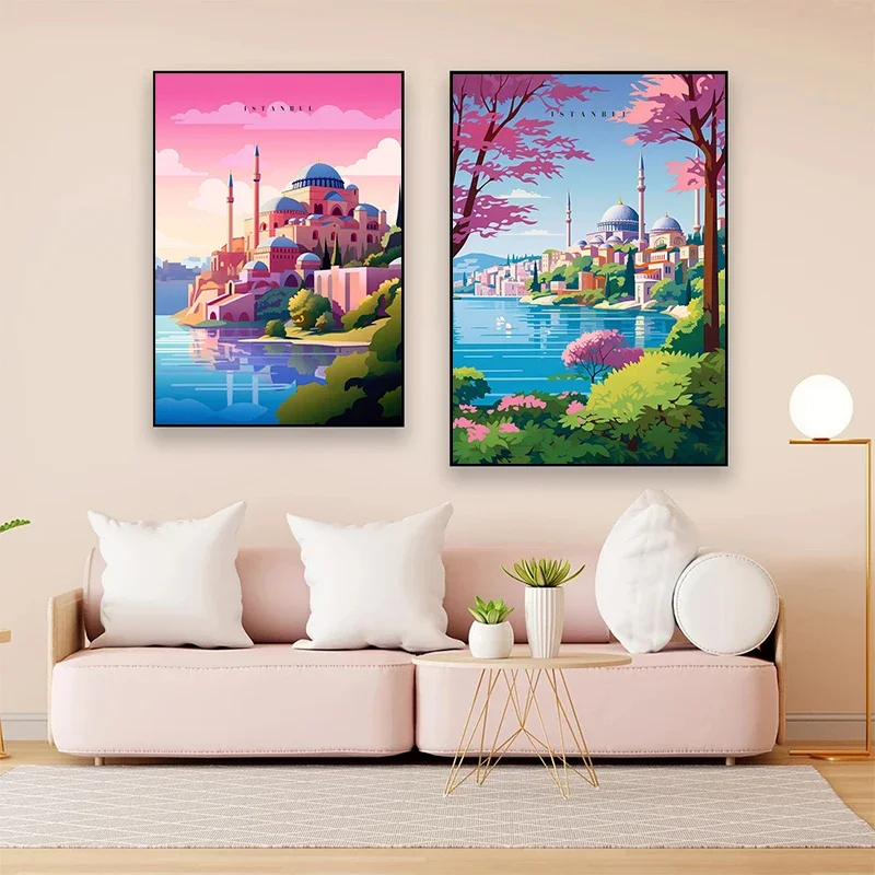 1pc frameless Canvas Painting Cities From The World Global Travel Venice Rome Istanbul Poster and Prints Canvas Painting Wall Ar