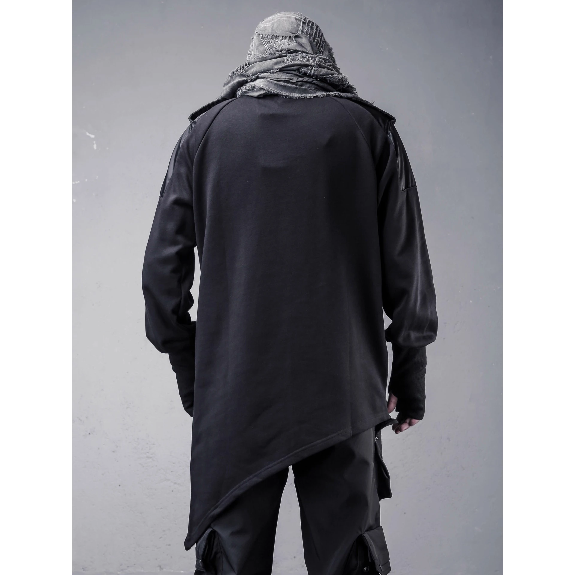 Men's Functional Sweatshirt Techwear 2025 Autumn Fashion Irregular Patchwork Tactical Pullover O-Neck Sweat Shirt Tops Men