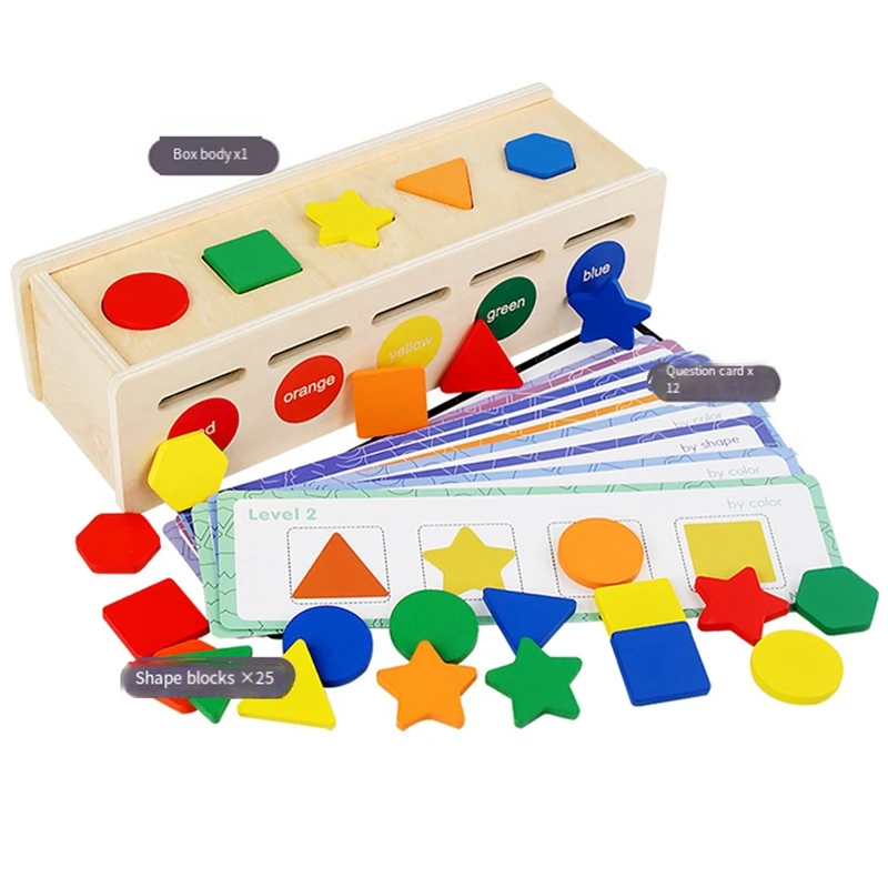 Caja de juego de aprendizaje de clasificación de colores y formas para bebés, juguetes Montessori, niños pequeños de 1 a 3 años