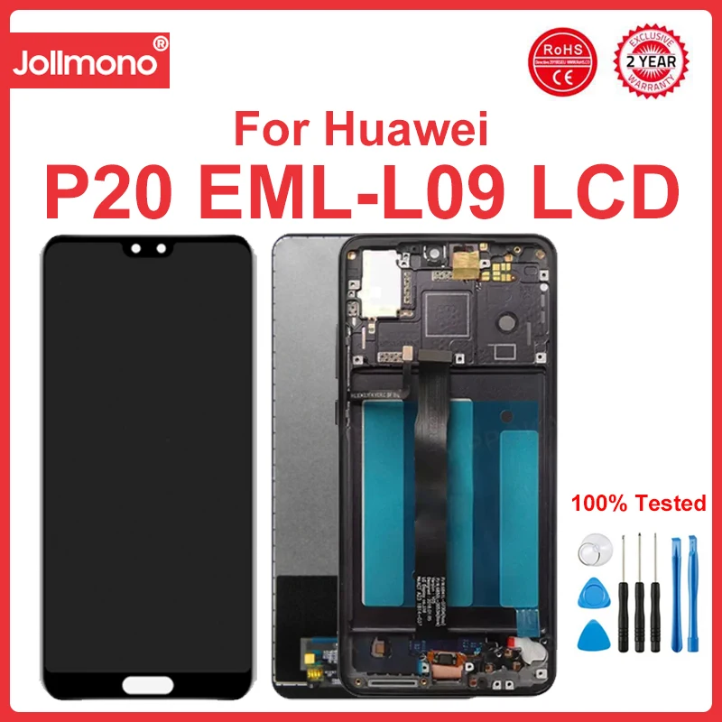 

100% 5.8" LCD Display With Frame For Huawei P20 EML-L09 EML-L22 EML-L29 LCD Touch Screen Digitizer Assembly Replacement