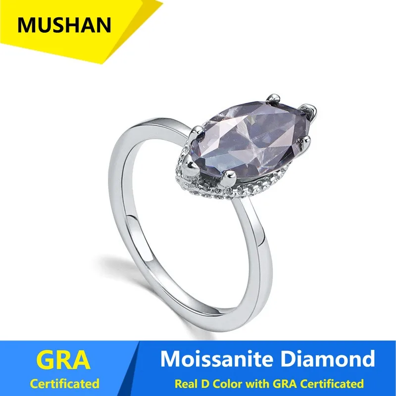 

MUSHAN Luxury Jewelry 925 Sterling Silver Ring Band Women GRA Certificated Moissanite Diamond Emerald D Color Rings Fine Jewelry