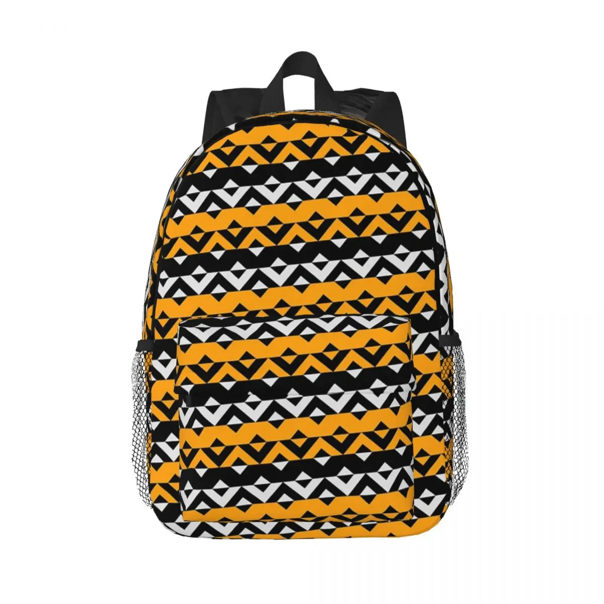 

Black Grey & Orange Grouped Triangles Sequence Backpack Hot Sale Daypack Large Capacity Boys Girls BookBag Shoulder Bag Kids Bag