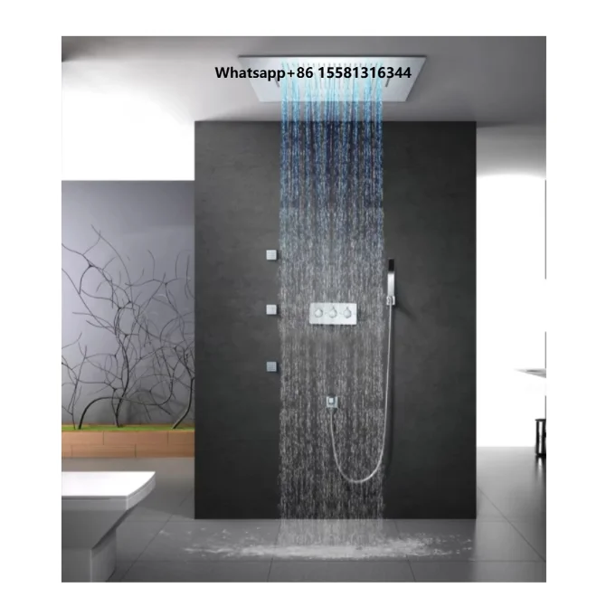64 Colors LED Shower Head Luxury 800*600mm Large Rainfall Shower Set Remote Control Shower System