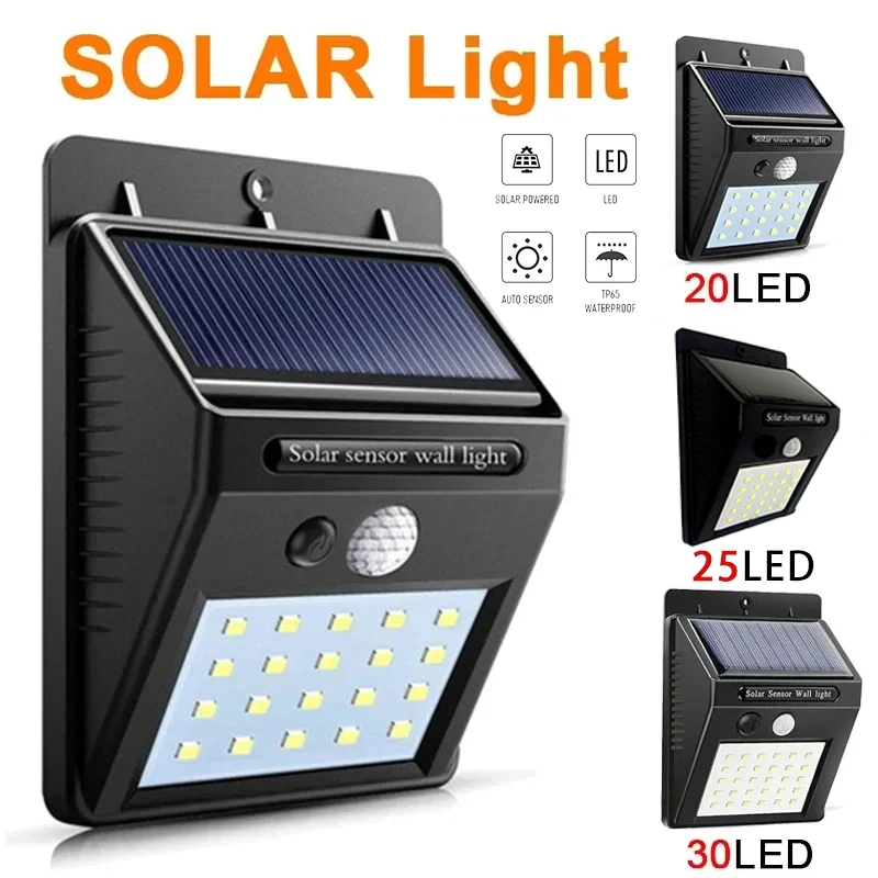 Outdoor Waterproof LED Solar Light Eco-Friendly PIR Motion Sensor Wall Light Solar Powered Street Lamp Yard Garden Decoration