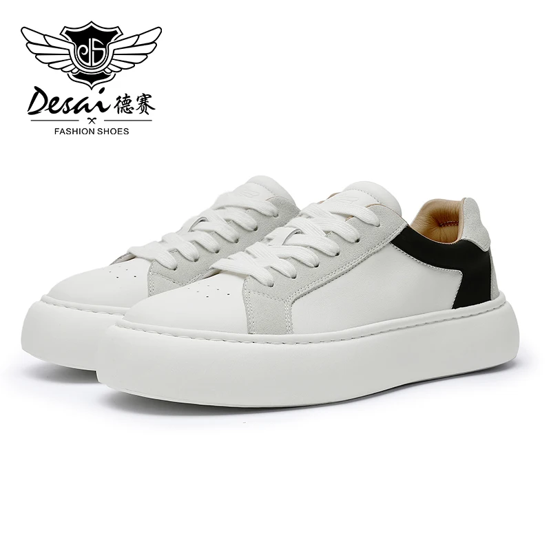 DESAI Men Casual Shoes Genuine Leather Male Sneakers Summer Breathable 2023 Shock Absorption Outsole Soft