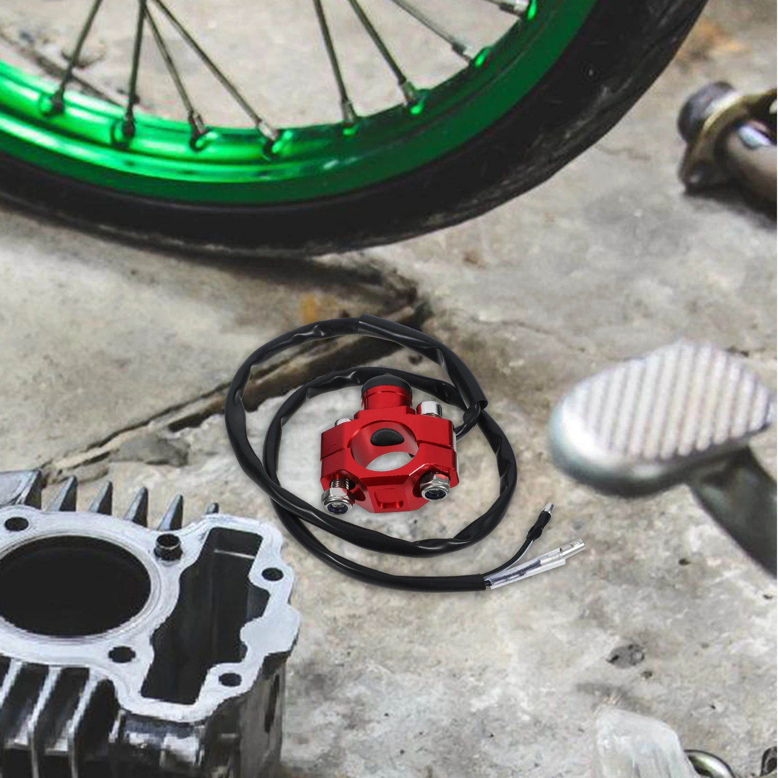 

CNC Motorcycle Switch Ignition Coil Red Protective Cover Offroad Bikes Start Stop Button Aluminum Alloy Engine Function H