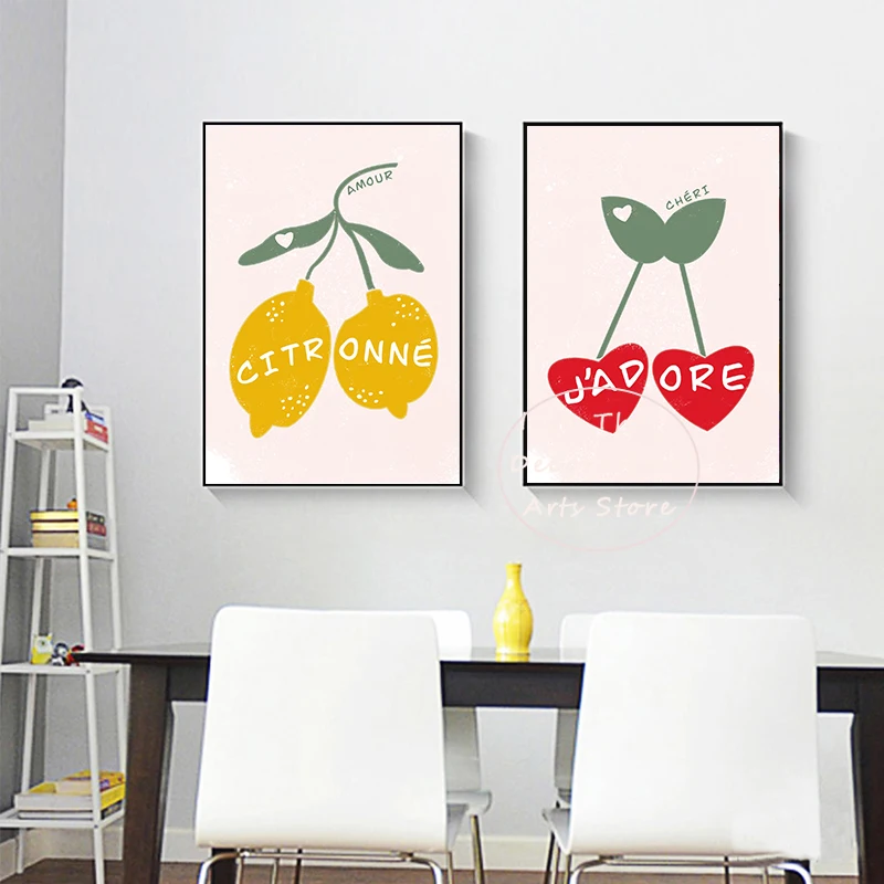 Modern Minimalist Macarons Popcorn Fries Fruits Food Drinks Posters Canvas Paintings Print Well Art Pictures Kitchen Home Decor