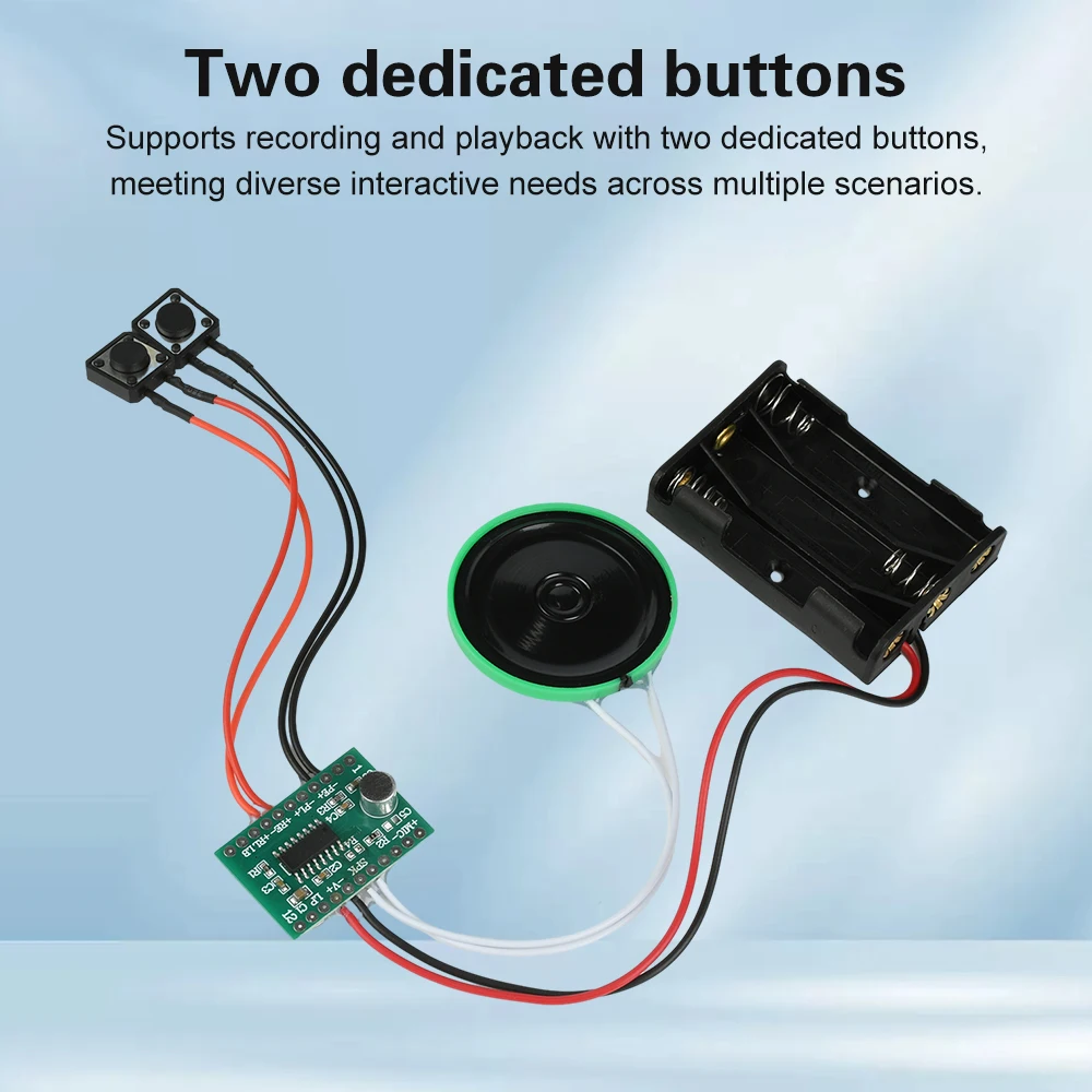60-Second Recordable Voice Sound Module Two Button/Press Trigger DIY Voice Module For Greeting Card Gifts