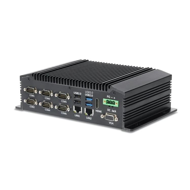 Linkleaps Durable Fanless Embedded Computer with  J1900 2 GbE LAN 6 DB9 RS232 RS485 16 Channels GPIO for Industrial PC