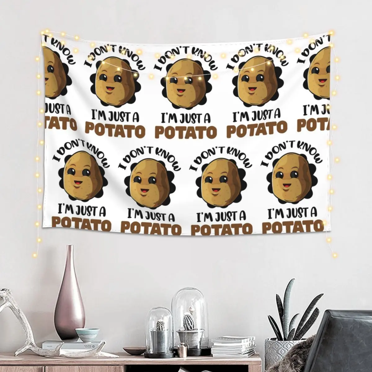 I Don't Know I'm Just A Potato - Potato Lover Gift Tapestry Hippie Wall Hanging Aesthetic Home Decor Tapestries for  Room