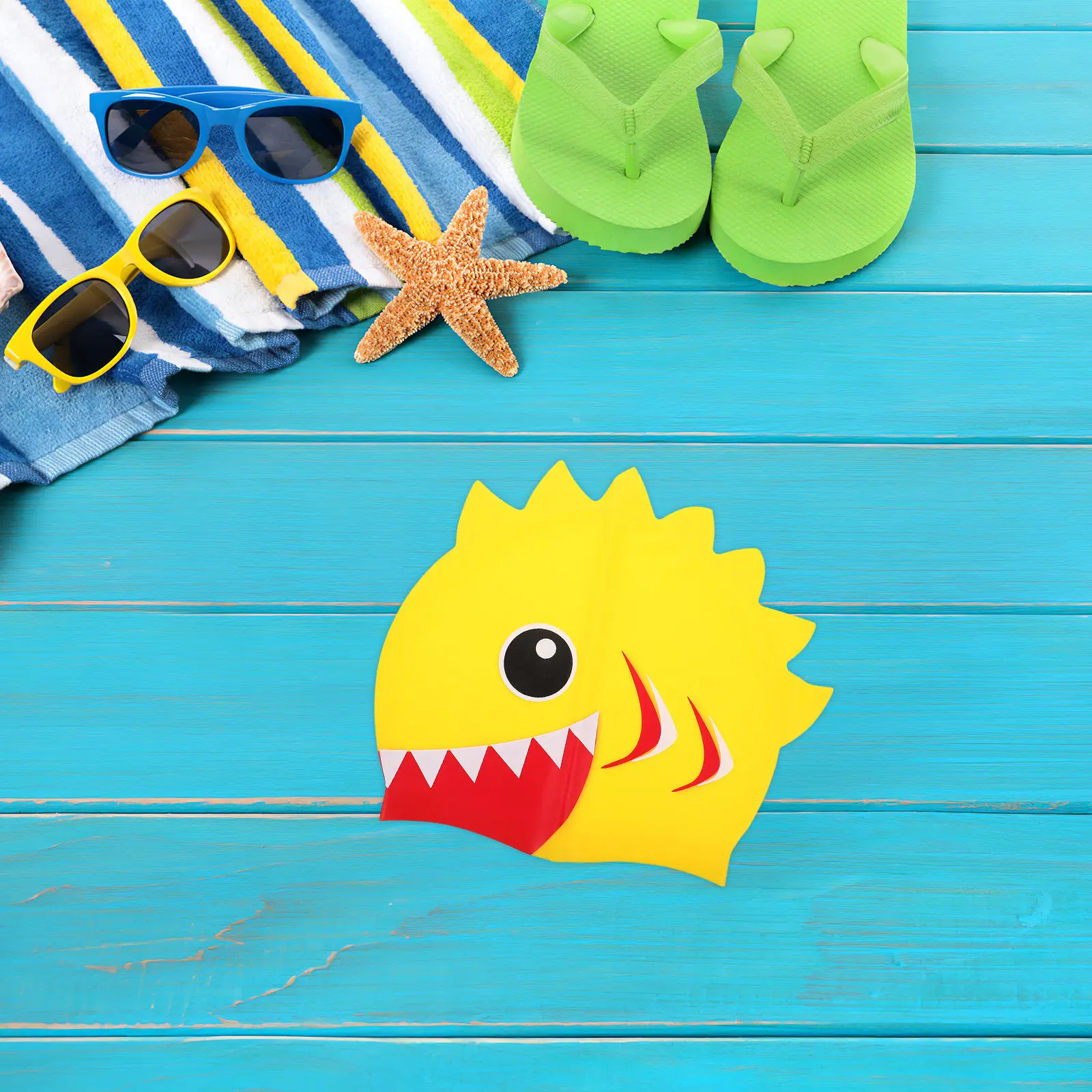 

Силиконовые детские шапочки для плавания, водонепроницаемые, с защитой ушей от скольжения, милые шапочки для малышей с рисунком животных