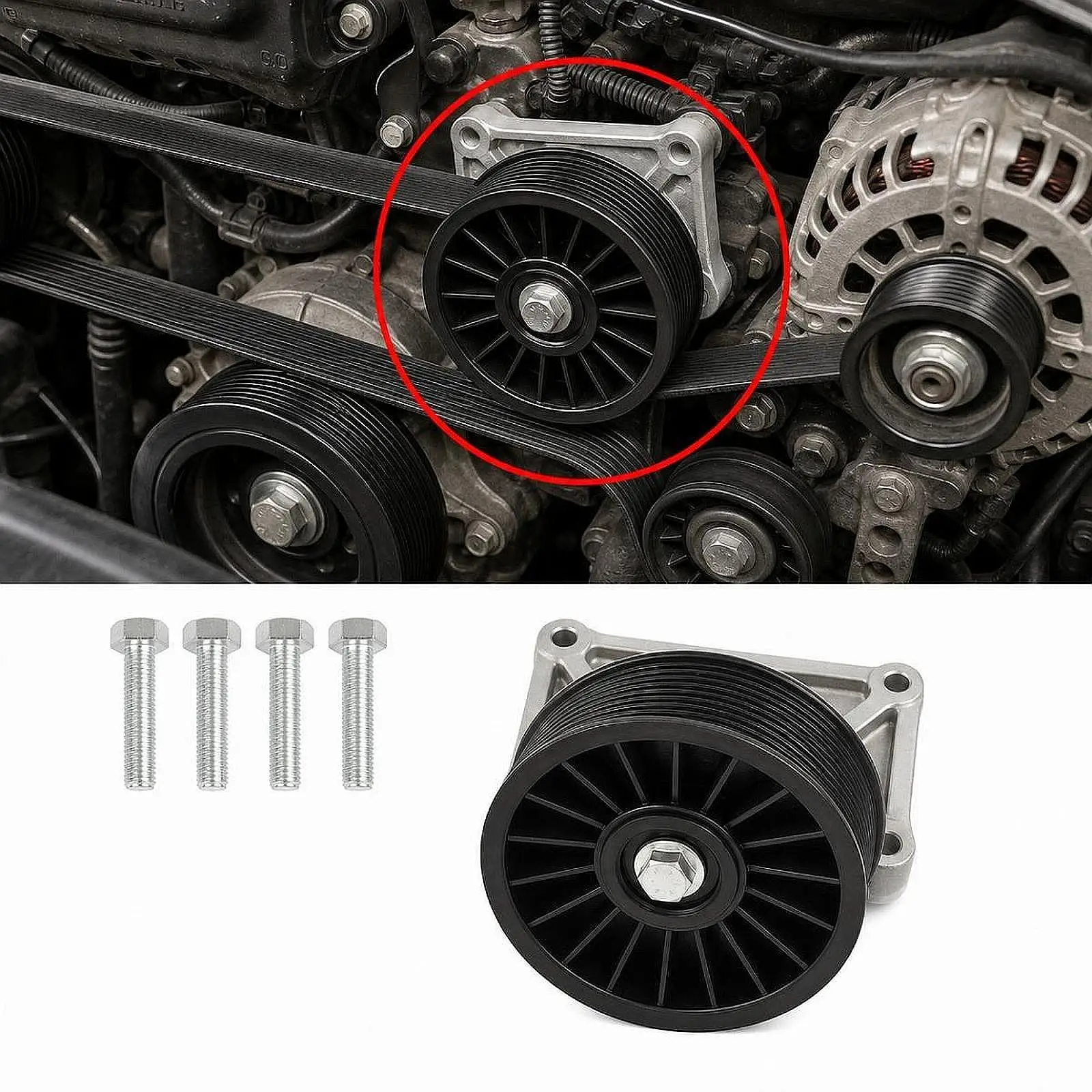 A/C Compressor Bypass Pulley High Performance Lightweight Accessories Easy Installation Replaces Spare Part 34229 for Dodge