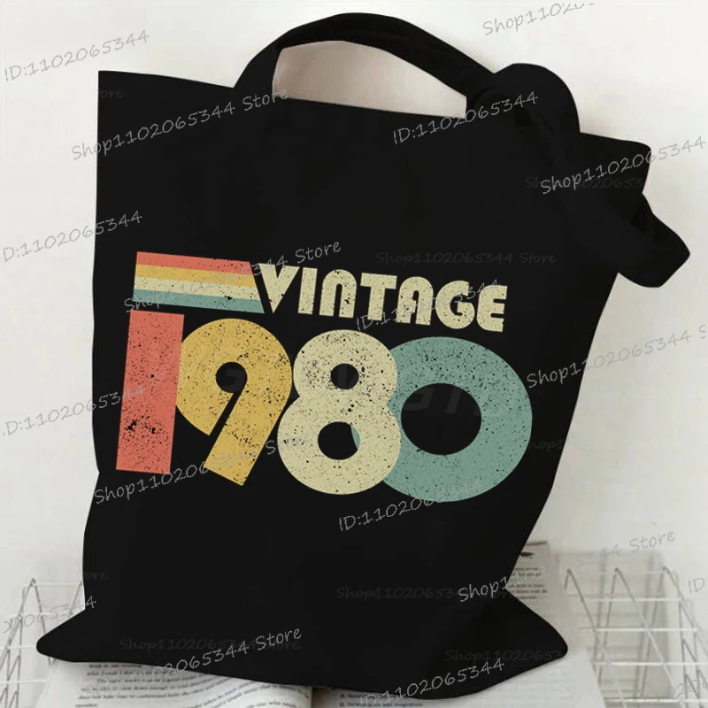ヴィンテージ 1985年 40歳の誕生日 ショルダーバッグ レディース メンズ エコ デイリー ショッピングバッグ カジュアル レトロ 1980年代～1989年代 キャンバス クラシック トートバッグ