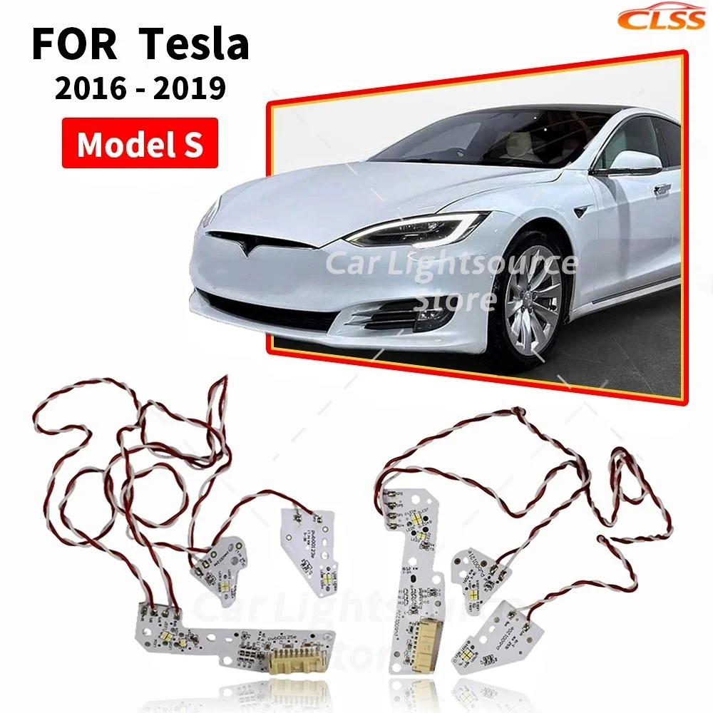 White Light LED DRL Boards Angel Eyes For Tesla Model S 2016-2019 Car Accessories Headlight Daytime Running Light Chips Replace