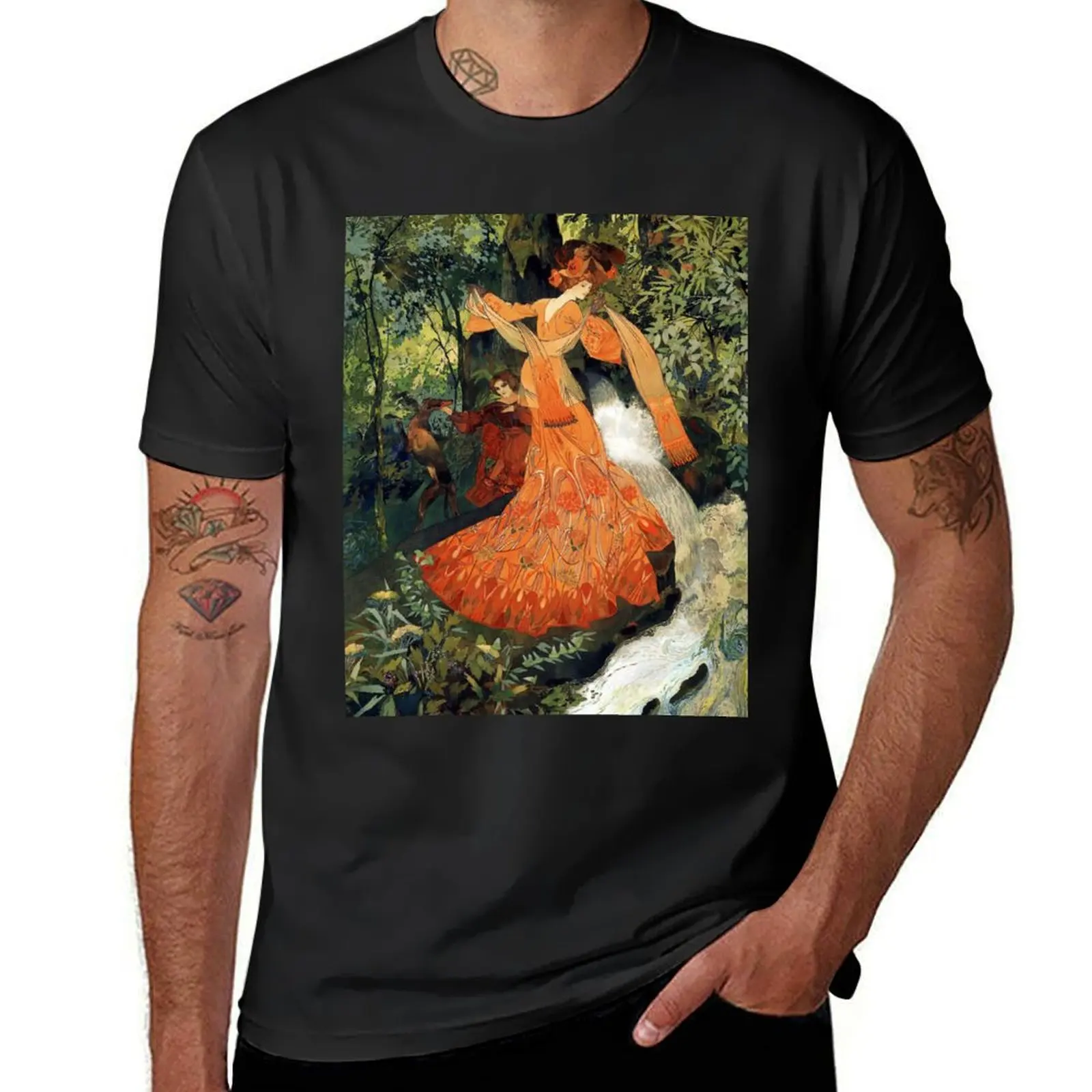 Near a Spring (1890) - Georges de Feure T-Shirt vintage plus sizes blanks mens clothes