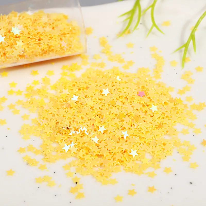 Ins New Nail Accessory Pentagram Glitter Glitter Powder Gold Onion Powder Slime Glitter Powder 1g Pack Handmade DIY