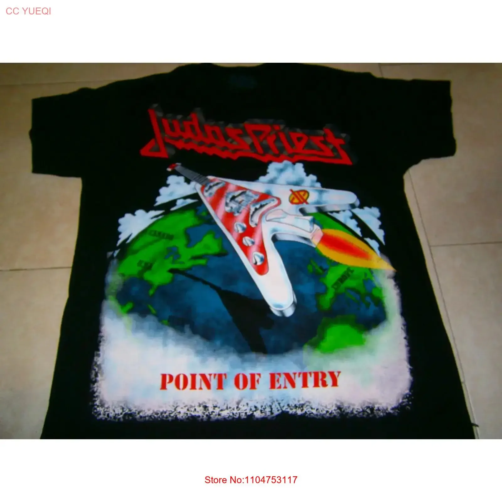 JUDAS PRIEST Point of Entry Medium T Shirt vintage Washed homme Stylish Slightly Casual graphic Breathable fashion Soft Unisex
