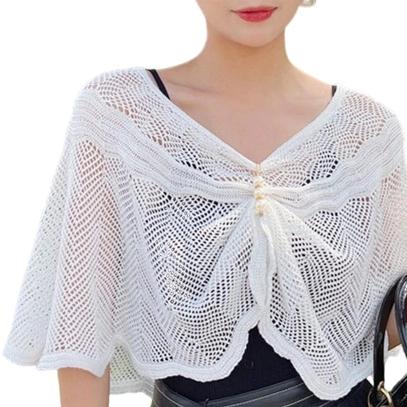 Crochet Shawl Wrap False Collar for Women Shoulder Coverage Layering Neckwear For Dress Shirt All Matching Accessories