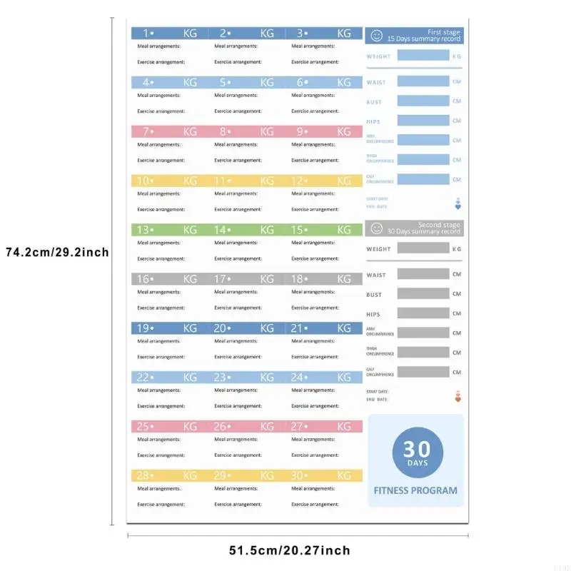 Fitness Progress Chart Fitness Program Easy to Use Workout Schedule F19E