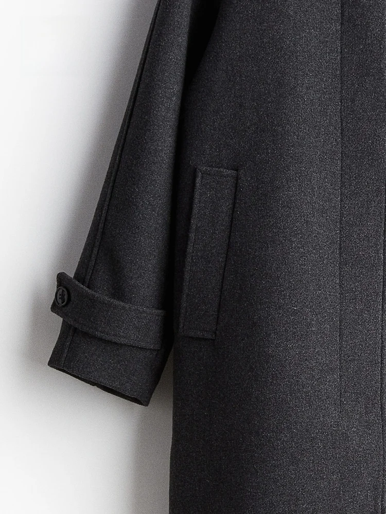 Płaszcz wełniany damski H&M, zimowy, luźny, prosty, modny, ciepły, do kolan, klasyczny płaszcz przeciwdeszczowy 253843